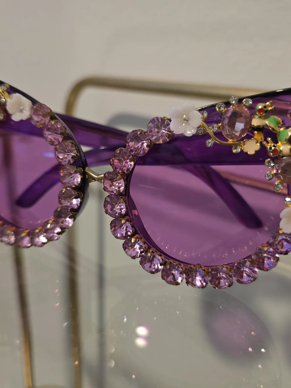 Embellished Purple Cat Eye Sunglasses with Rhinestones